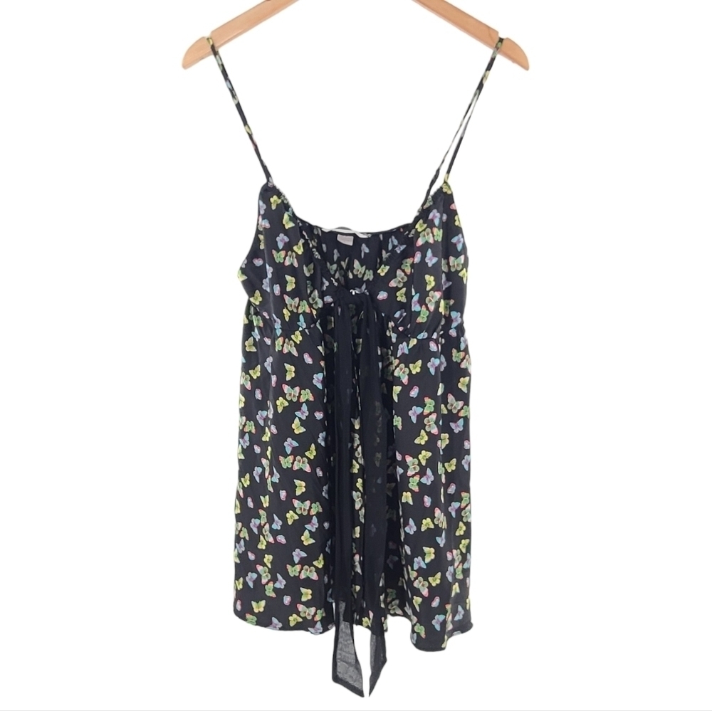 Victoria’s Secret Black Butterfly Babydoll Sz Large Adjustable spaghetti straps